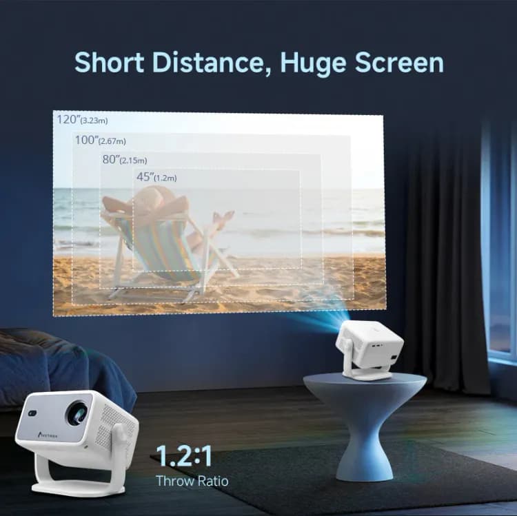 Avetron 3.5″ LCD Projector – 1080P Native, 250 ANSI Lumens, Android 11, 4K Support, Auto Focus, 120″ Max Display, LED Lamp, Built-in 5W Speaker - Image 7