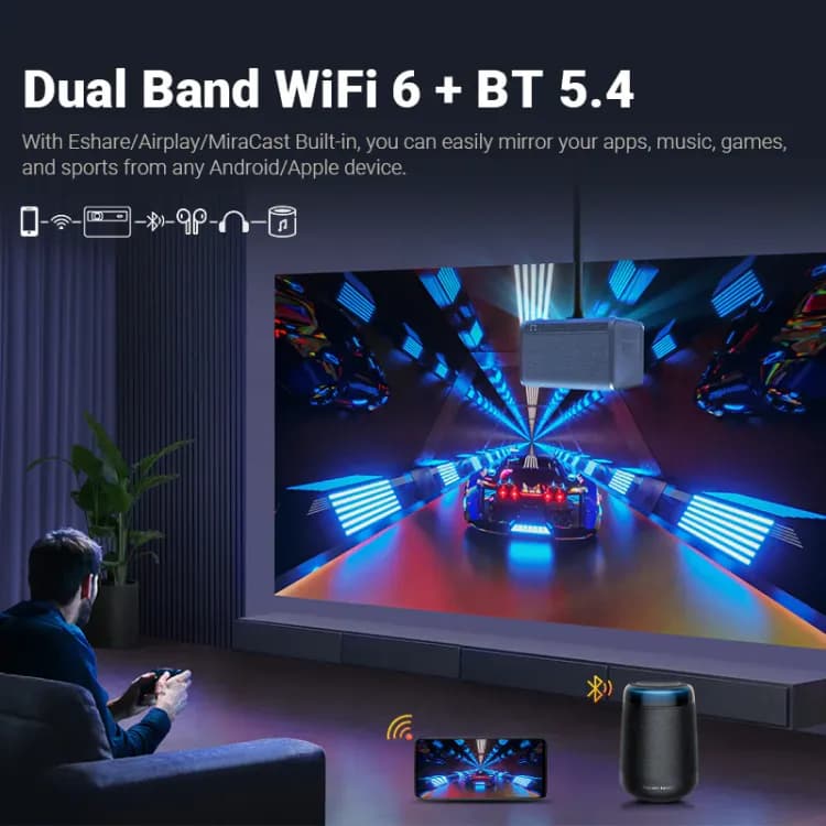 Avetron Mini LED Projector – 1080P Native Resolution, 550 ANSI Lumens, Auto Focus, Android 11, 120″ Max Display, Dual 5W Speakers, 4K Support - Image 3