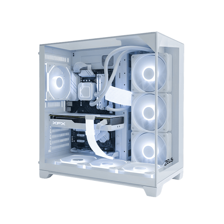 Zeus Z9 Pro Glass 4-Fan RGB Case (White)