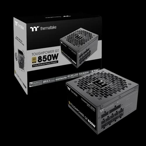 Thermaltake Toughpower GT 850 W Gold – Fully Modular ATX 3.1 PSU, PCIe 5.1 Ready, 80 PLUS Gold, Smart Zero 120 mm Fan