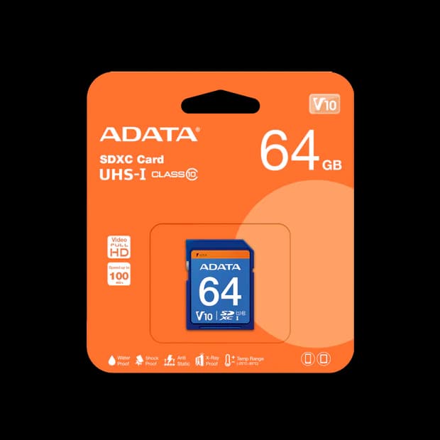 ADATA Premier SDXC/SDHC UHS-I Class10 Memory Card – up to 100 MB/s Read, V10, 64 GB