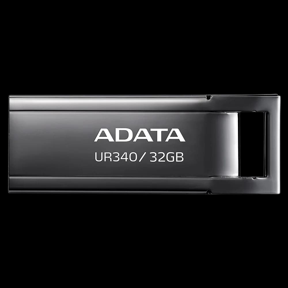 ADATA UR340 USB 3.2 Flash Drive Waterproof Dustproof Capless Glossy Black Nickel - 32GB